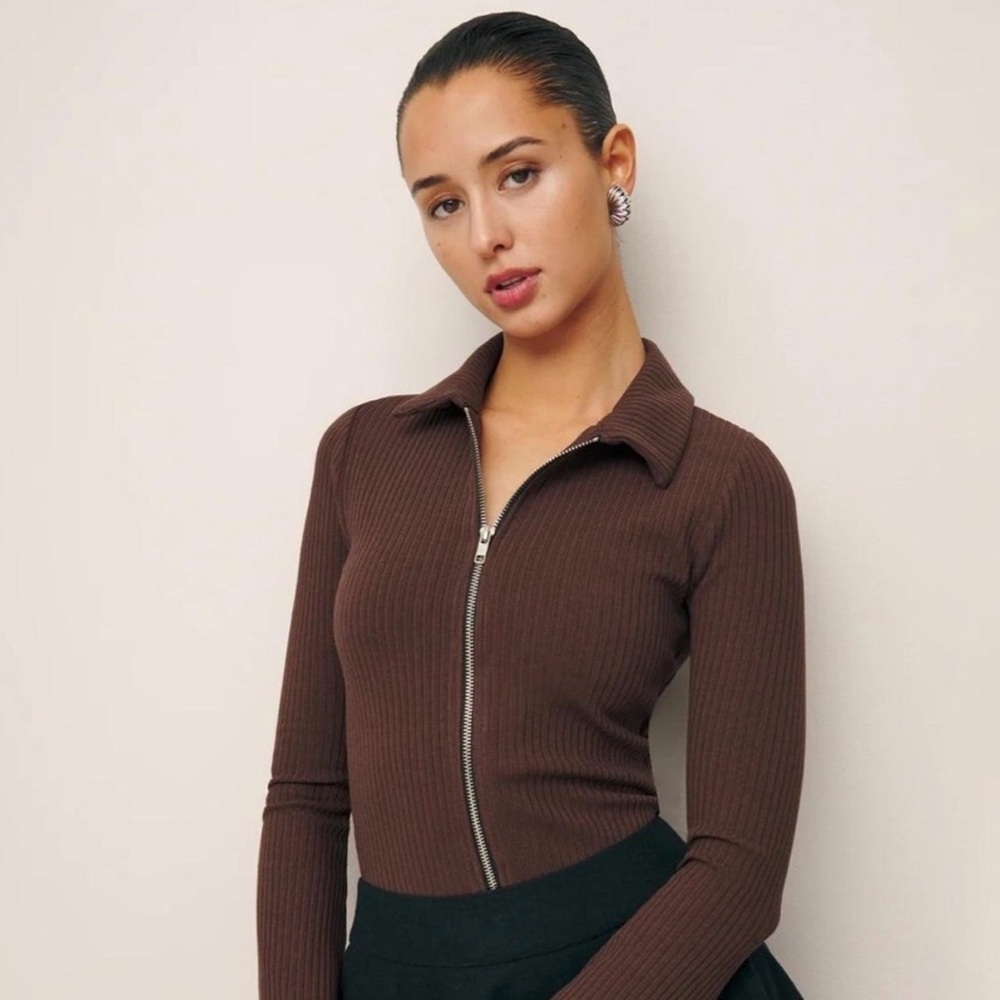 Reformation Duke Knit Top in Cafe - Size M